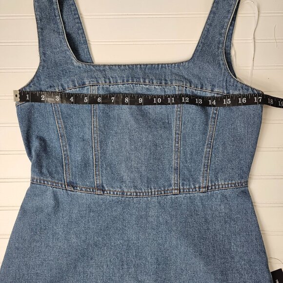 Lulus Women's Medium Wash Corset Stitched Sleeveless Denim Mini Dress Size M NWT - Picture 12 of 15